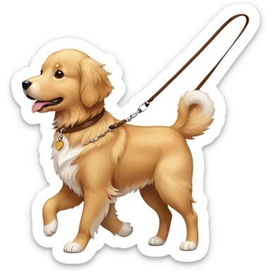 Dog with leash sticker