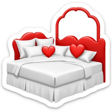 double bed with a large red heart replacing the headboard sticker