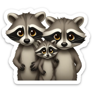 family of raccoons sticker
