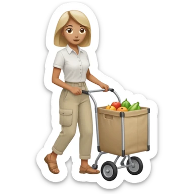 mujer empujando un carro por la parte trasera sticker