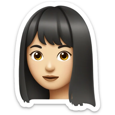 Asian girl with grown out bangs and long hair sticker