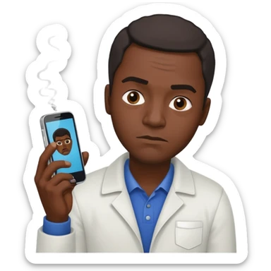 black man holding a phone with three lines of coke on it sideways  sticker