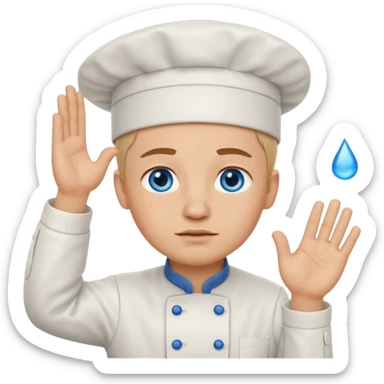 Chef saluting while crying blue eyes sticker