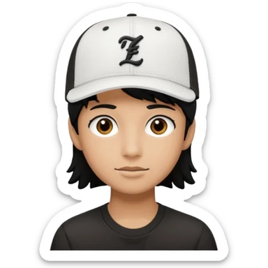 Create a person wearing a white New Era cap, with black hair and brown eyes.
 sticker