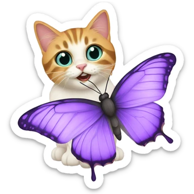 Lilac butterfly with cat sticker