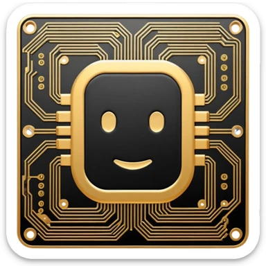 I want a black and gold pcb emoji, representing a circuit board sticker