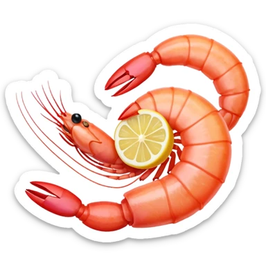 cooked shrimp with lemon slice sticker