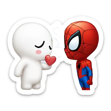 spiderman and cinnamoroll kissing sticker