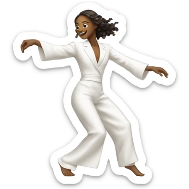 a girl in a long white suit dances a national Caucasian dance sticker