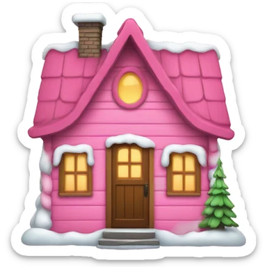 Pink christmas cabin sticker