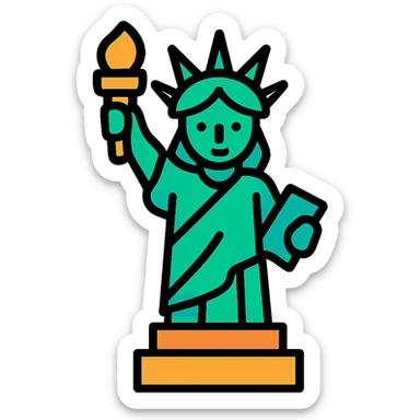 colorful outlined icon of liberty statue sticker