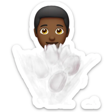 Black man holding Bouquet of pink tulips which are hiding him  sticker