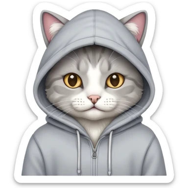 Cat wearing hoodie sticker