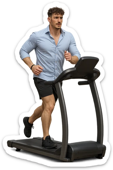 Uomo che sta facendo cardio correndo sul tapis roulant sticker