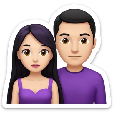 A couple in same outfit female with long hair and purple dress sticker