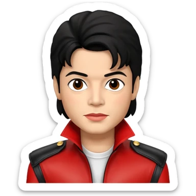 Michael Jackson light skin, black hair, brown eyes, red and black outfit sticker