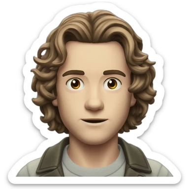 Eddie Munson Joseph Quinn with curled long hair stranger things sticker