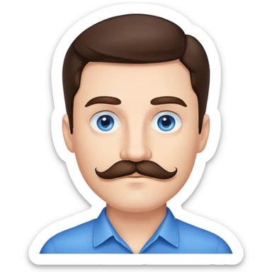 Brunette man with mustache and blue eyes  sticker