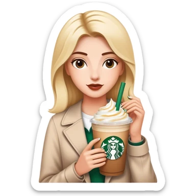 an influencer with a starbucks drink  sticker