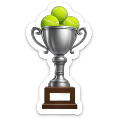 champion trophy with tennis balls inside sticker