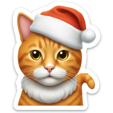 Orange cat with a Santa hat  sticker