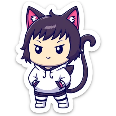Chibi anime character with cat ears sticker