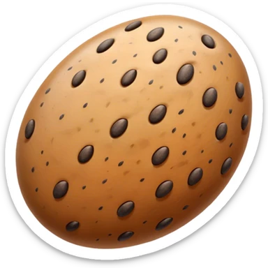 realistic seed, detailed macro close-up, textured surface with natural patterns, shades of brown and little beige with small equal sized distinctive black speckles, oval-shaped, glossy, studio lighting, sharp focus, high-resolution photography, isolated on neutral background sticker