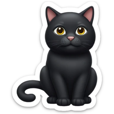 fat big black cat sticker