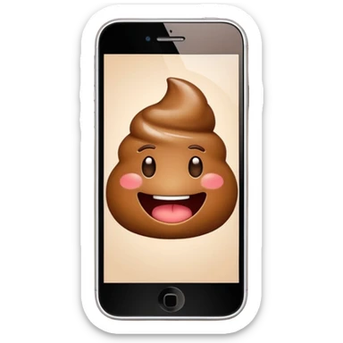 mobile phone with poop emoji on the screen sticker