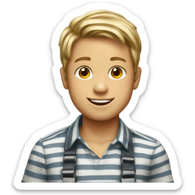 smiling boy in striped shirt sticker