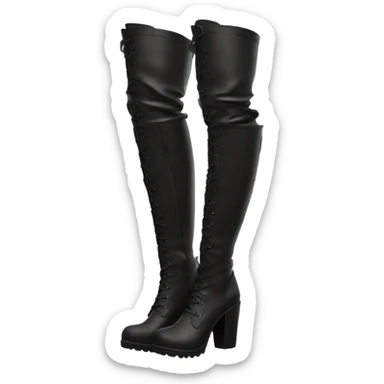 knee high chunky black boots sticker