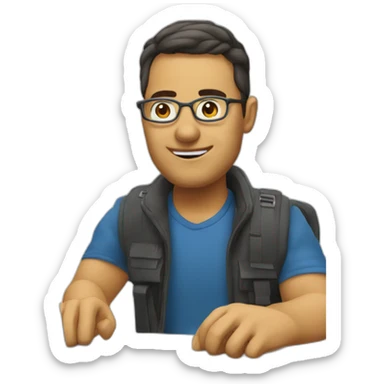 Un développeur d'application avec son ordinateur portable sticker