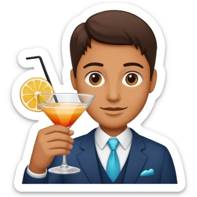 Chat avec un coctail sticker