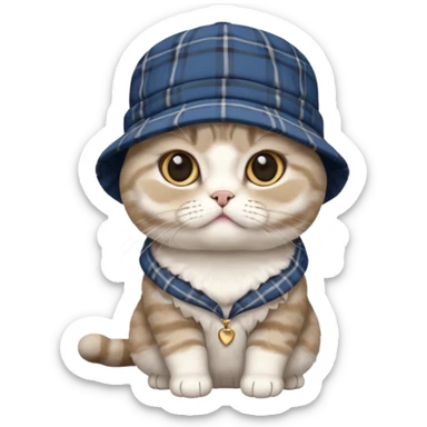 Rengi gri beyaz olan Cinsi scottish fold olan rapci kedi sticker