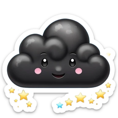 Shiny black cloud with stars sticker