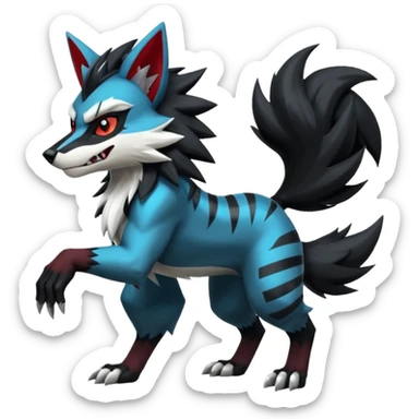 Shiny furry cool Zeraora-Zoroark-Obstagoon-fusion sticker