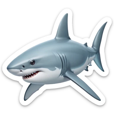 Cinematic Noble Shark Portrait Emoji, Poised and regal, with a sleek, powerful build and a smooth, streamlined body in icy gray and white tones, deep-set soulful piercing eyes, Simplified yet sharp and sophisticated features, highly detailed, glowing with a soft, dignified glow, high shine, intelligent and formidable, stylized with an air of oceanic majesty, focused and attentive, soft glowing outline, capturing the essence of a watchful and confident predator, so majestic it feels as though it could glide out of the screen with effortless authority! sticker