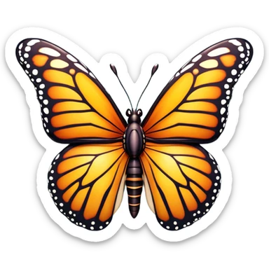 Cinematic Realistic Comical monarch Butterfly Portrait Emoji, Head tilted dramatically with an exaggeratedly amused expression, featuring striking, vividly detailed ruby wings with bold, playful patterns and wide, expressive eyes brimming with humorous disbelief, rendered with lifelike texture and vibrant natural hues, high shine, dramatic yet playful, styled with an air of cheeky garden mischief, soft glowing outline, capturing the essence of a spirited and over‐the‐top red butterfly that looks ready to flutter its way into viral fame! sticker