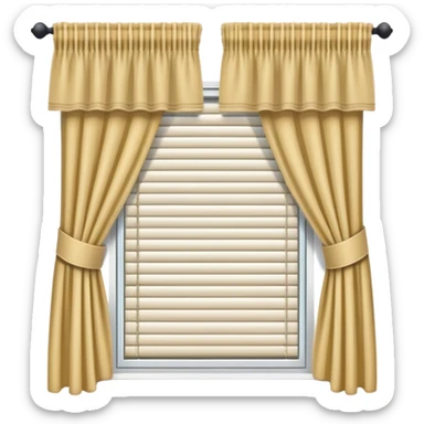 curtains on a window with blinds sticker