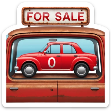 a car with a big capital letters for sale sign painted onto the window sticker