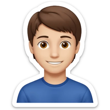 Teen Boy, straight brown hair, brown eyes, white skin. sticker