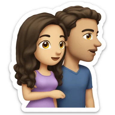 brunette boyfriend and girlfriend kissing sticker