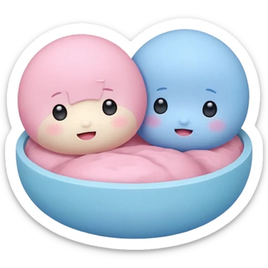 2 cute japanese mochi kawaii in pastel sticker