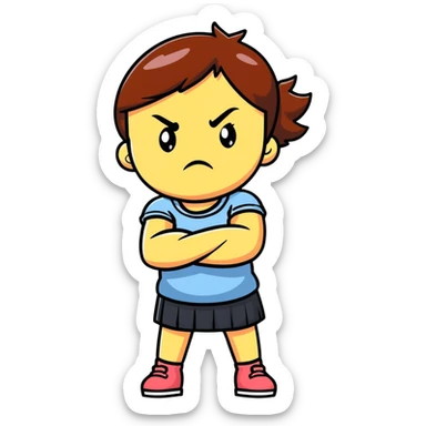 Upset girl crossing her arms with angry expression sticker