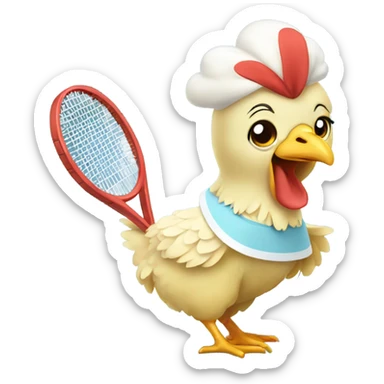 Sweet baby girl chicken playing tennis sticker
