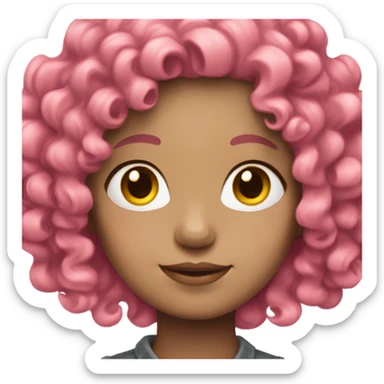 Pale girl with pink curly hair sticker