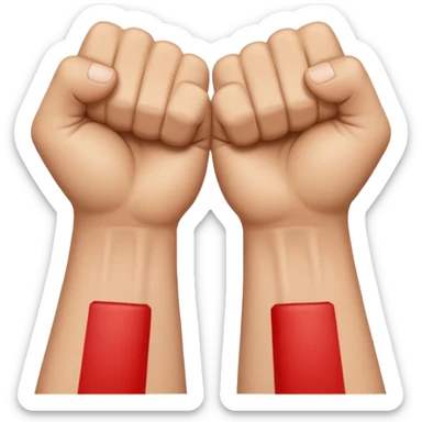 Left and Right fist from the top Perspektive with the Arms crossed over at the wrists  sticker
