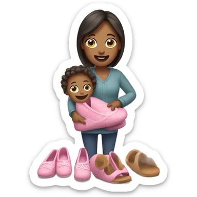 mother is holding slippers sticker