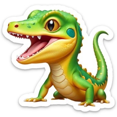 Cinematic Cute Yawning Gecko Portrait Emoji, Head tilted slightly with a dramatic, wide-open yawn, showcasing a compact, smooth-scaled body with slightly drooping eyelids and a relaxed, open-mouthed expression, Simplified yet irresistibly adorable features, highly detailed, glowing with a soft, cozy ambient glow, high shine, relaxed yet expressive, stylized with a hint of whimsical charm, soft glowing outline, capturing the essence of a drowsy yet affectionate gecko that appears ready to stretch out for a nap! sticker