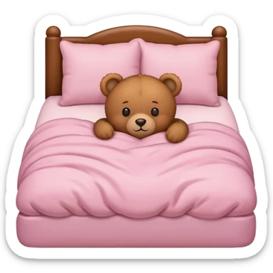 Brown Teddy bear sleeping in light pink bed sticker